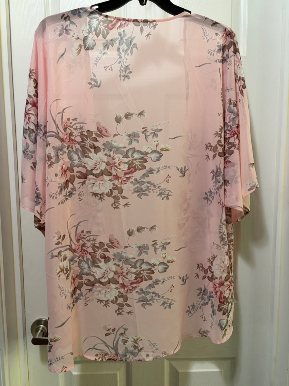 Sheer Pink Floral Kimono Cardigan - Picture 5 of 6